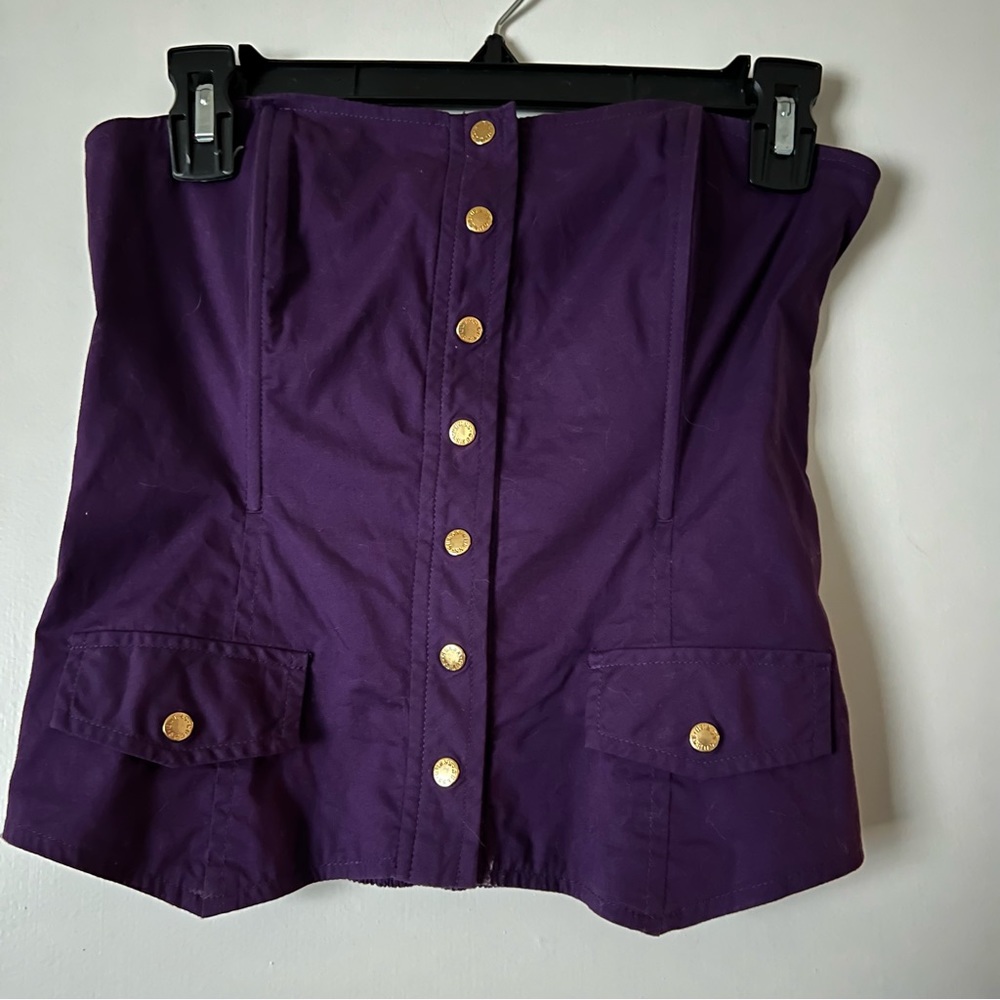 💙 2 for $20 - Y2K Guess Purple Strapless Button Front Corset Top
